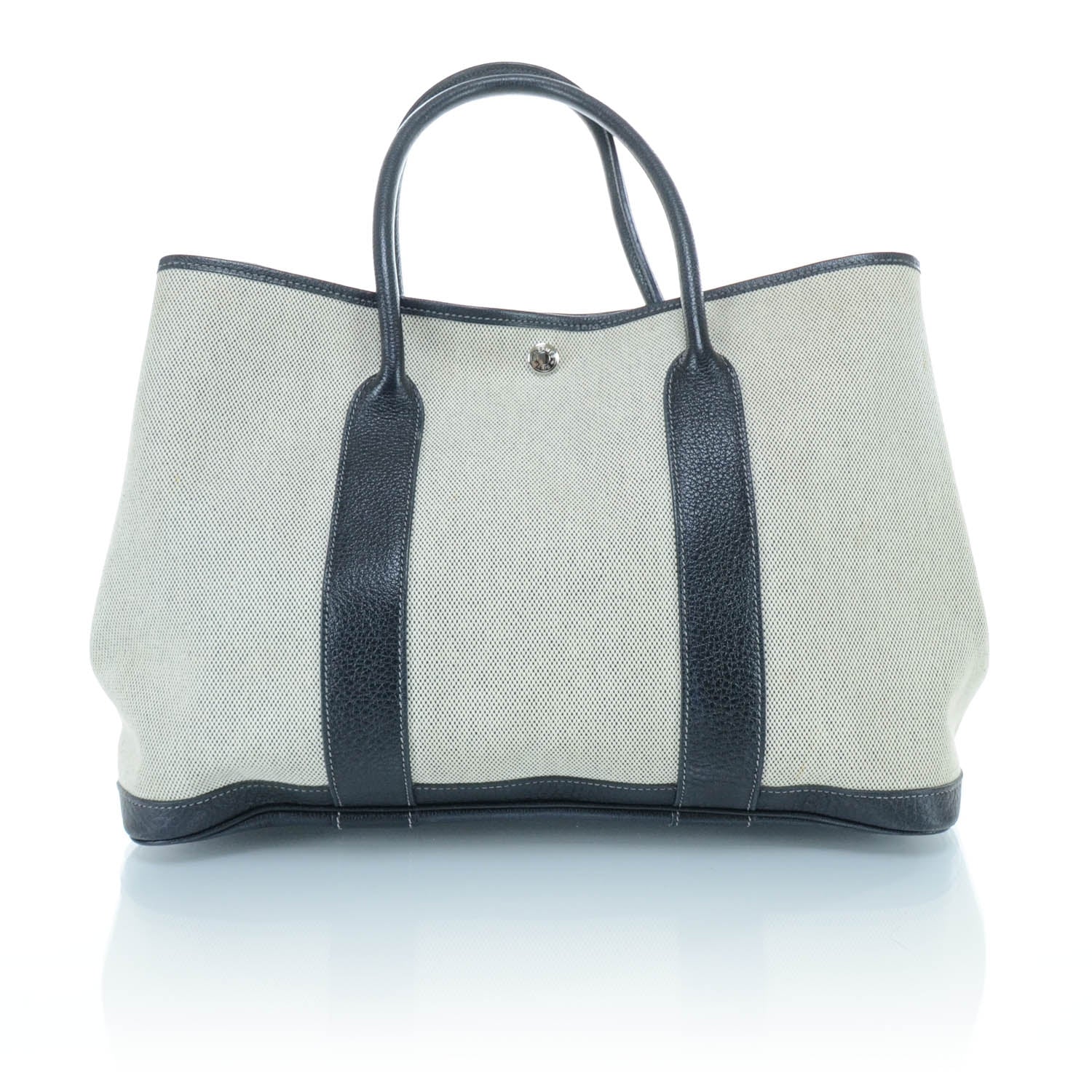 Hermes Toile Leather Garden Party MM Tote Black 1 of 9