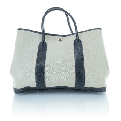 Hermes Toile Leather Garden Party MM Tote Black 1 of 9