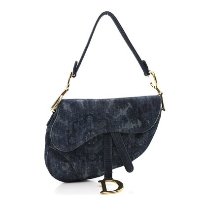 Christian Dior Denim Tie Dye Saddle Bag Blue 1 of 11