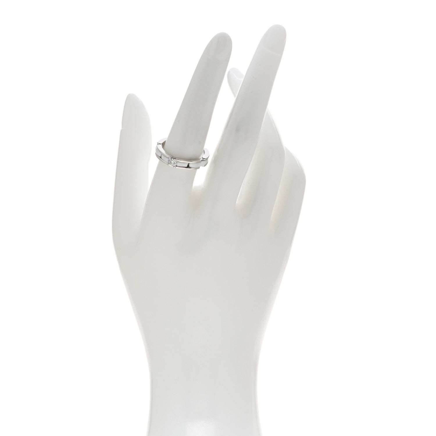 Chanel 18K White Gold Ceramic Diamond Slim Ultra Ring 56 7.5 White 2 of 5