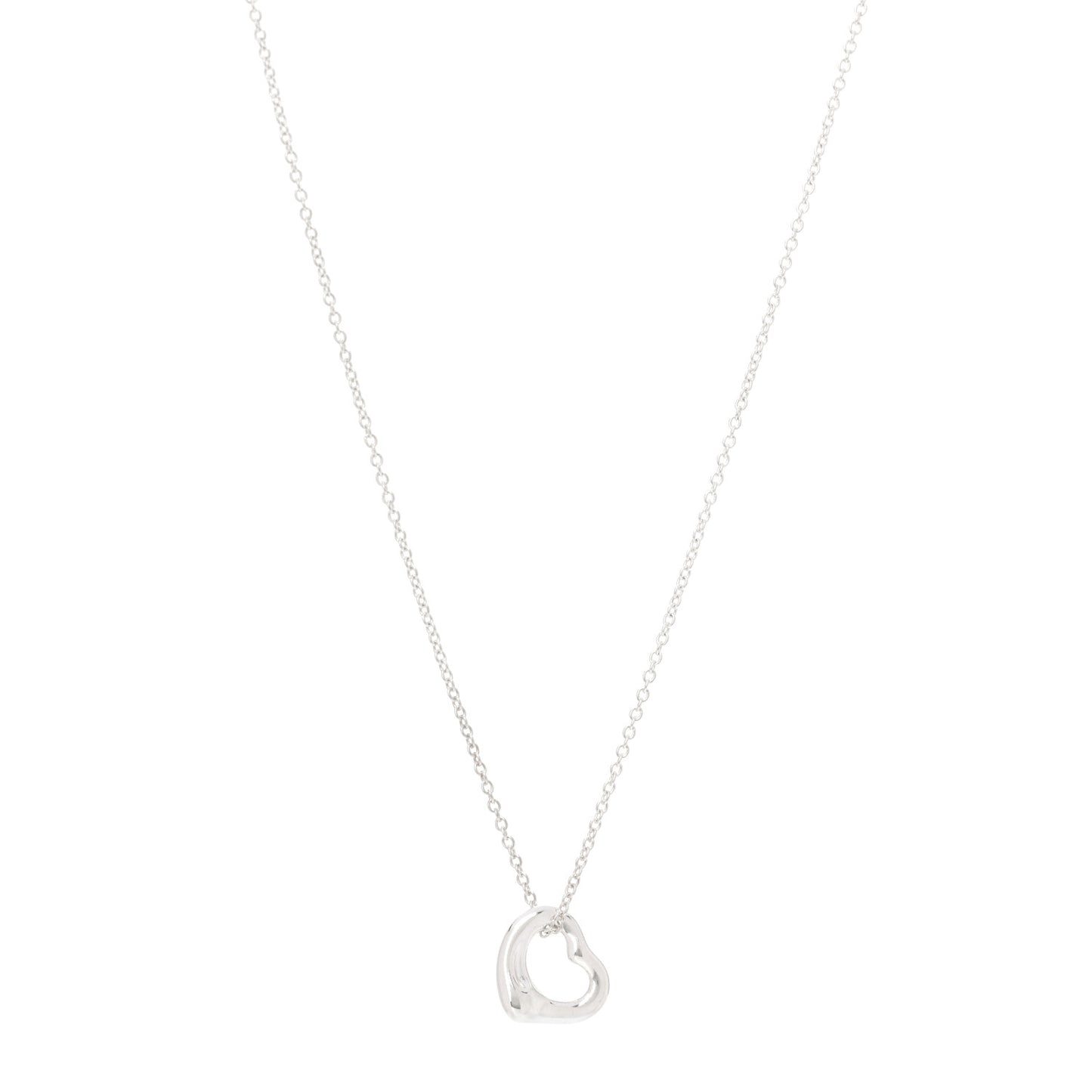 Sterling Silver 11mm Elsa Peretti Open Heart Pendant Necklace