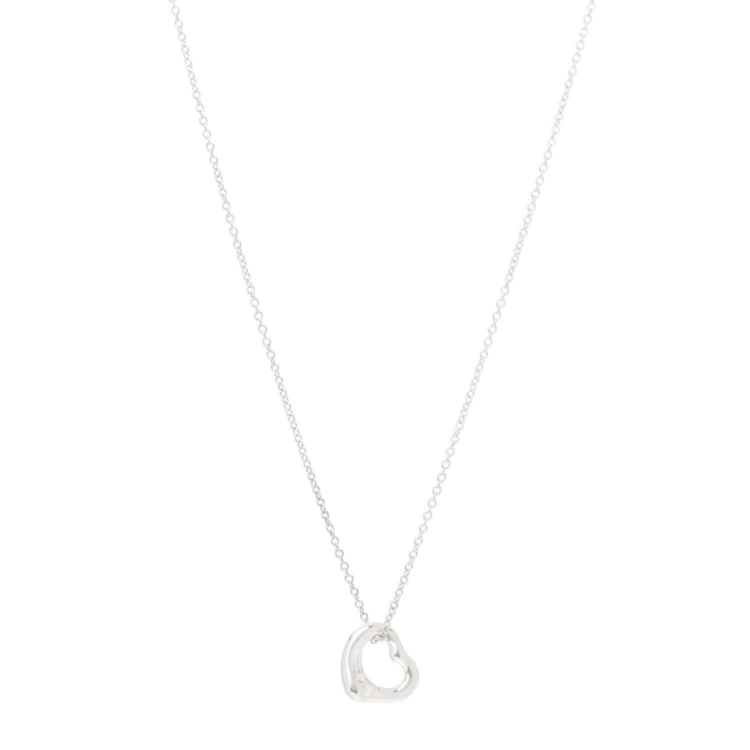 Tiffany Sterling Silver 11mm Elsa Peretti Open Heart Pendant Necklace 1 of 8