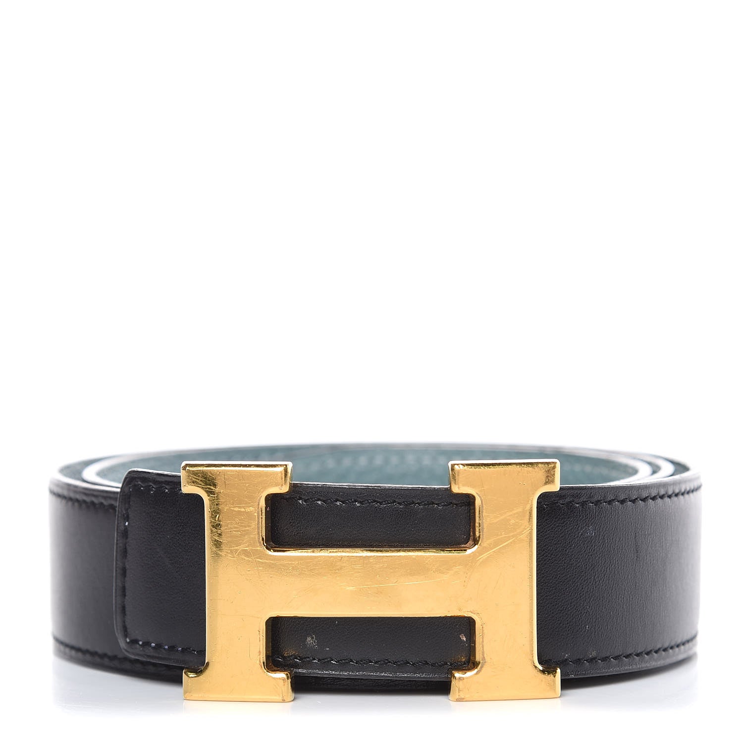 Hermes Box Togo 32mm H Belt 80 Black Ciel 1 of 9