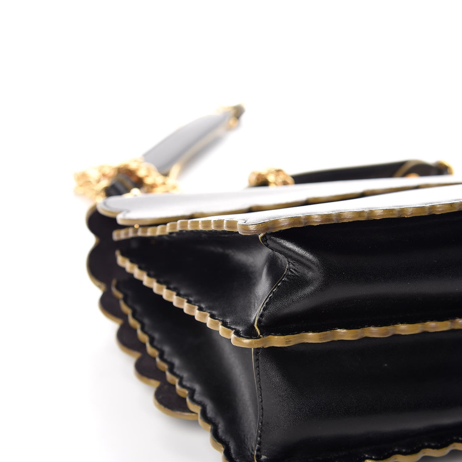 Fendi Vitello Liberty Scalloped Studded Kan I Shoulder Bag Black 10 of 18