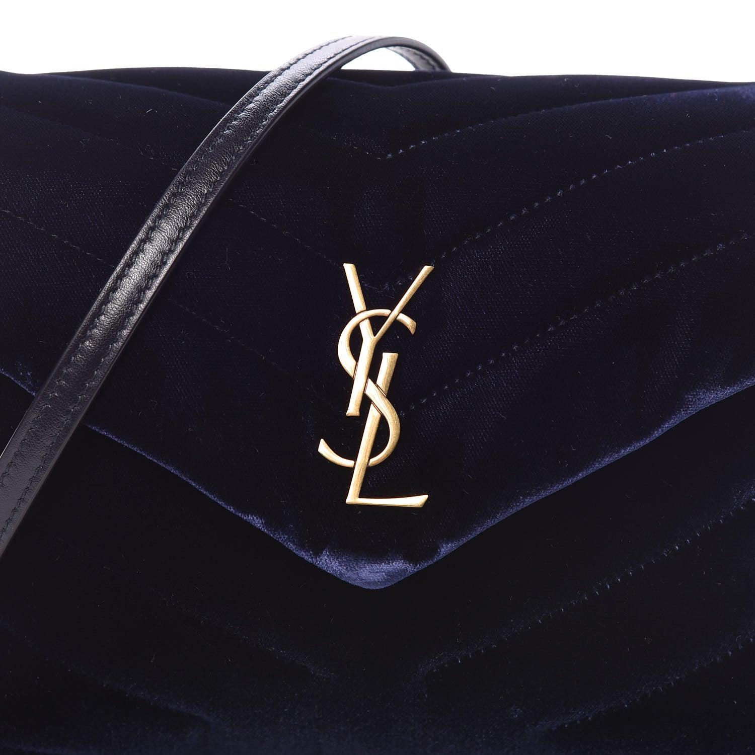 Saint Laurent Velvet Y Quilted Monogram Toy Loulou Crossbody Bag Navy 8 of 11