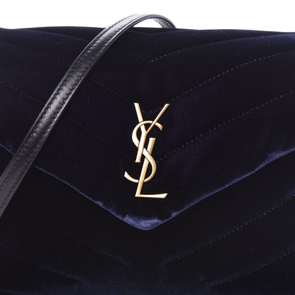 Saint Laurent Velvet Y Quilted Monogram Toy Loulou Crossbody Bag Navy 8 of 11
