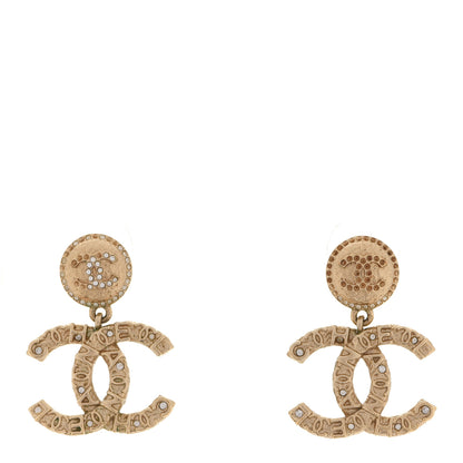 Chanel Crystal CC Drop Logo Earrings Gold 1 of 6