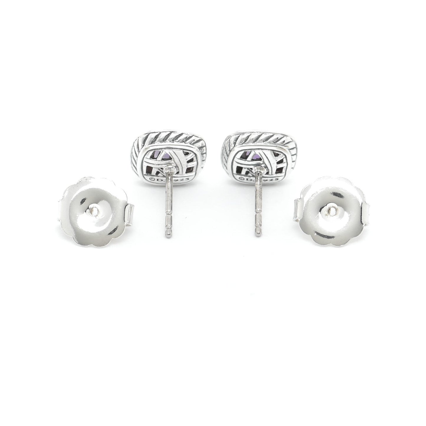 Sterling Silver Diamond Amethyst 5mm Petite Albion Earrings