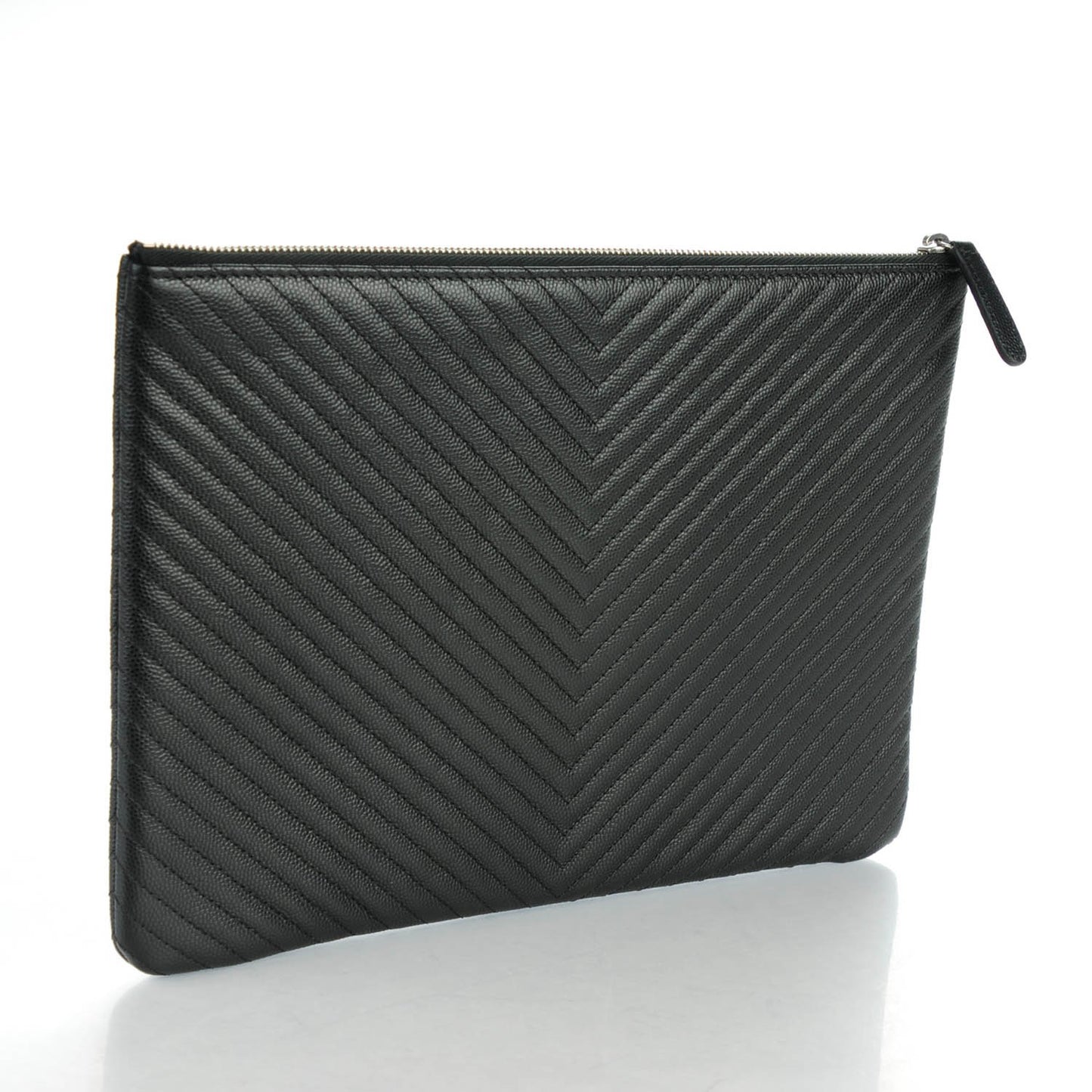 Caviar Chevron Quilted Medium Cosmetic Case Black
