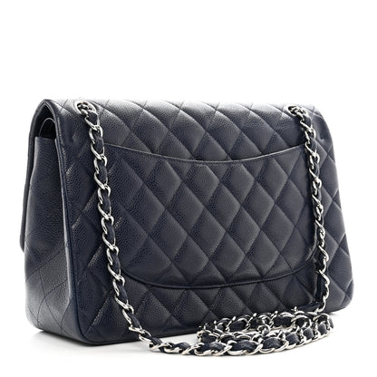 Chanel Caviar Quilted Jumbo Double Flap Navy Blue 3 of 11