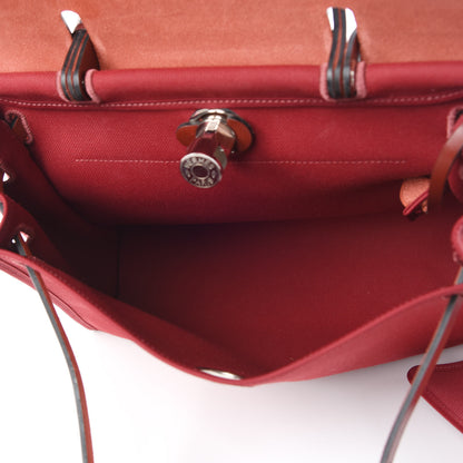 Hermes Vache Hunter Toile Herbag Zip 31 PM Rouge Grenat Rouge H 7 of 15