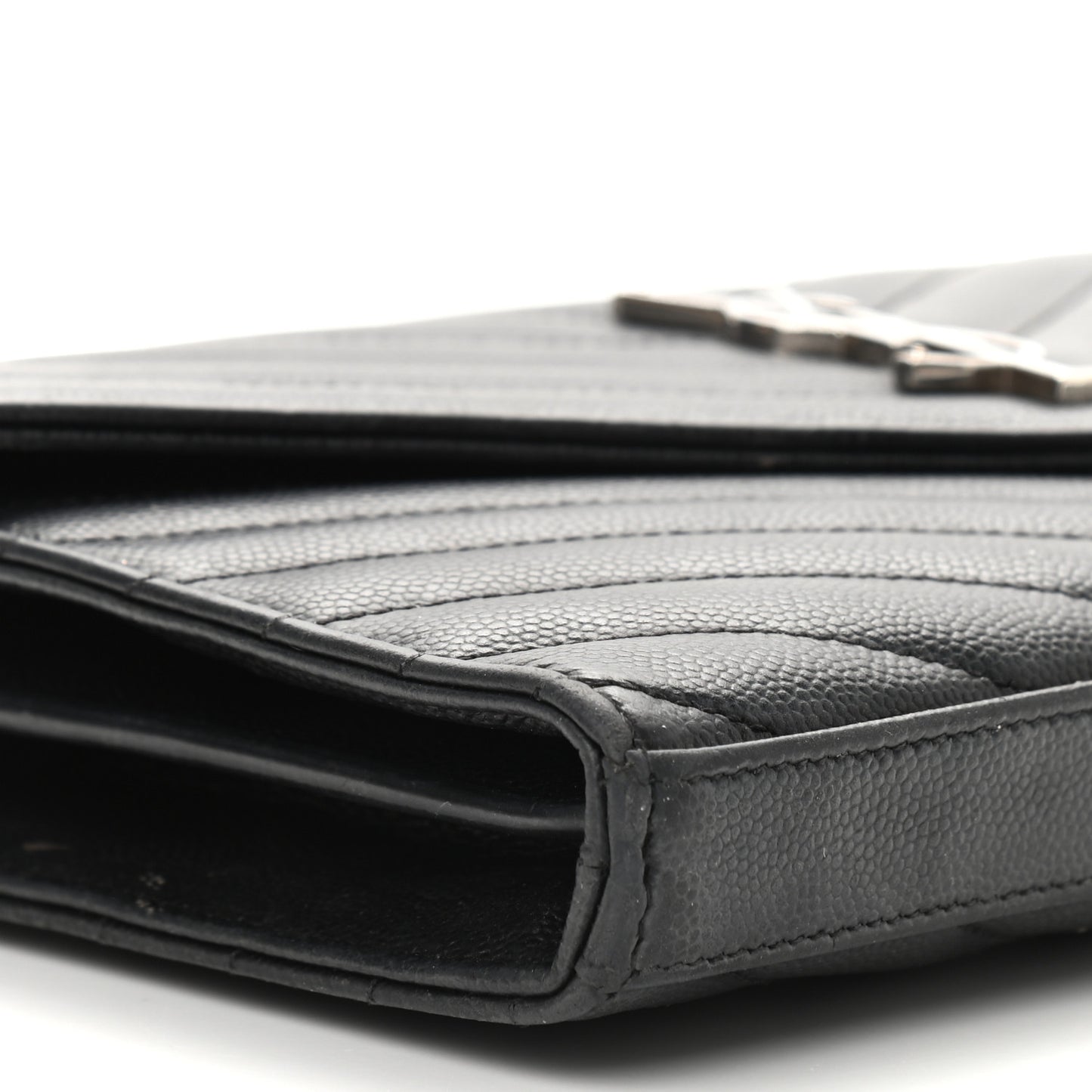 Grain De Poudre Matelasse Chevron Monogram Chain Wallet Black