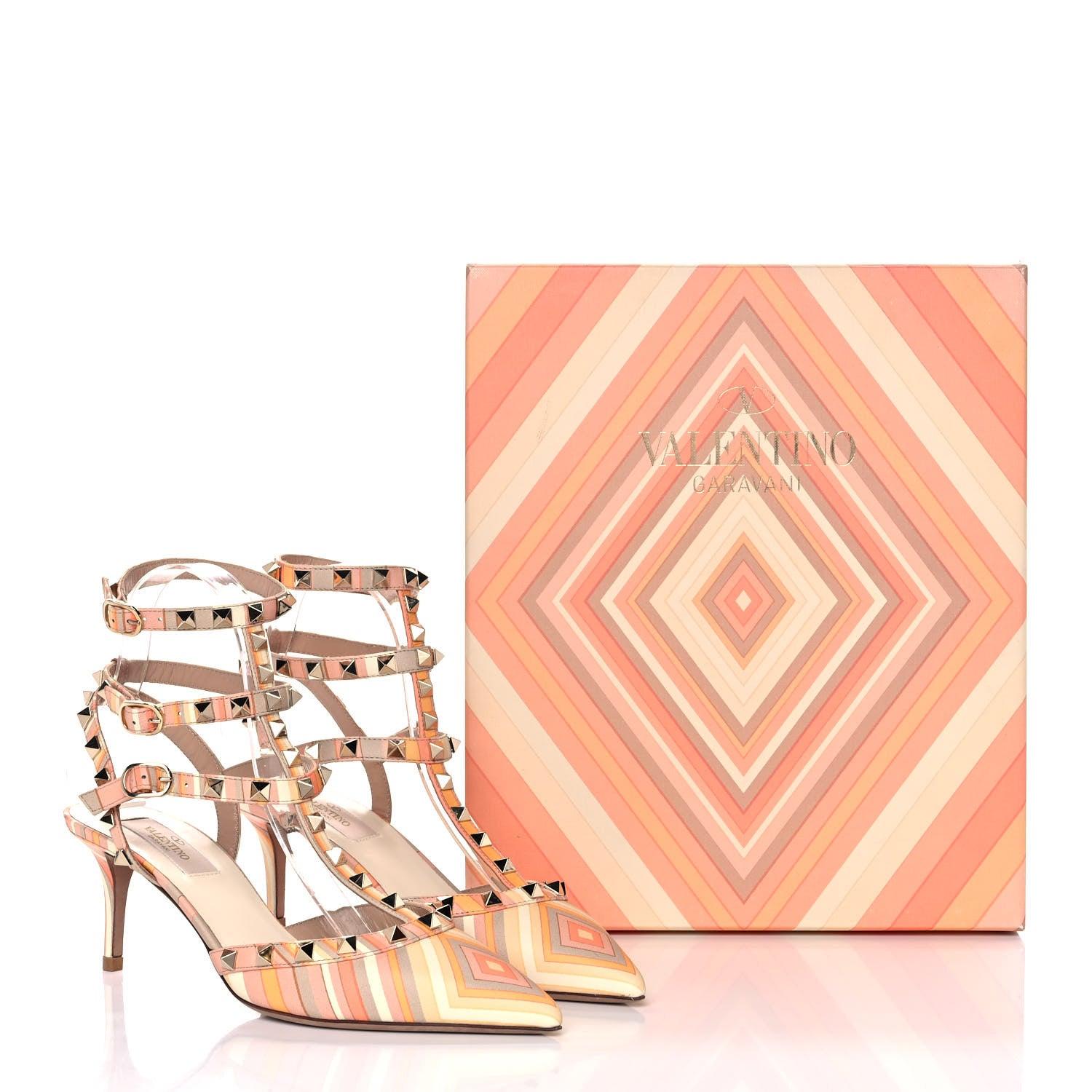 Valentino Garavani Nappa Native Couture 1975 Rockstud Ankle Strap 65mm Pumps 38 Mandarin Sorbet 10 of 10