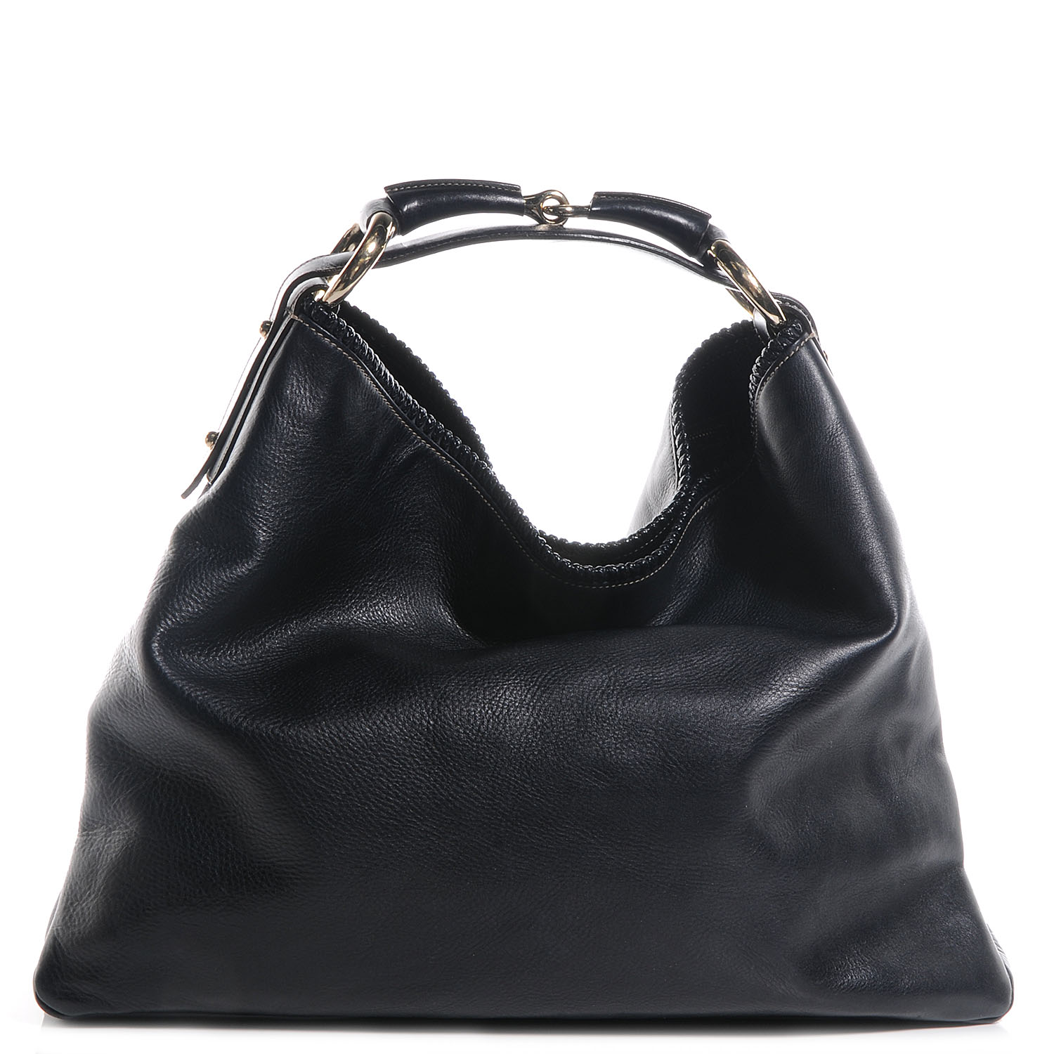 Gucci Leather Large Horsebit Chain Hobo Navy 1 of 7