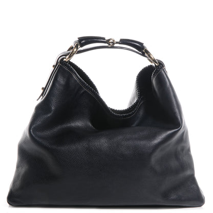 Gucci Leather Large Horsebit Chain Hobo Navy 1 of 7
