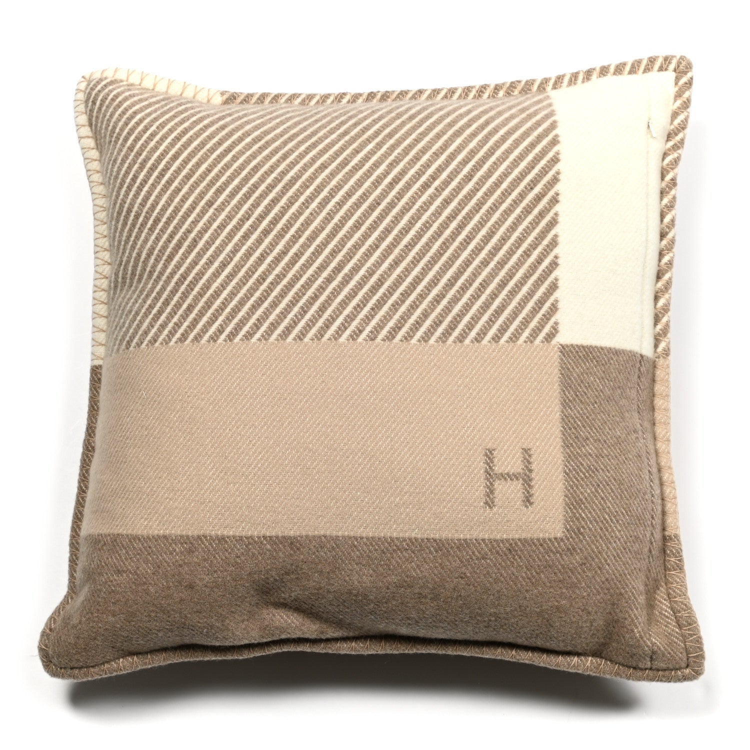 Hermes Wool Cashmere H Riviera Pillow Seigle 2 of 3