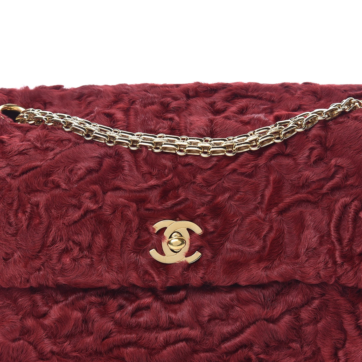 Chanel Persian Lamb Fur Small Single Flap Red 18 of 19