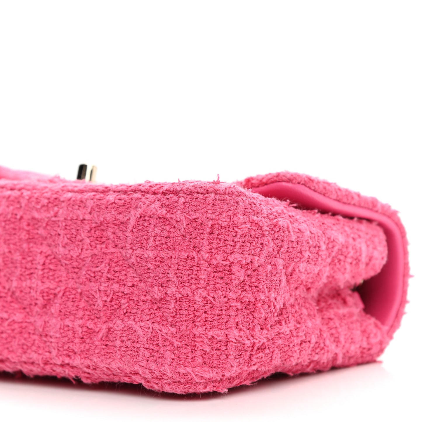 Wool Tweed Quilted Mini Rectangular Flap Dark Pink Fuchsia