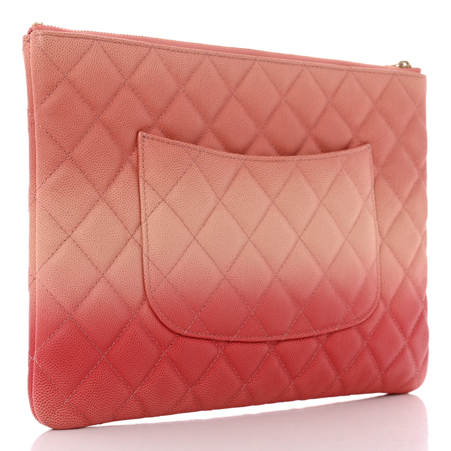 Chanel Caviar Quilted Ombre Medium Cosmetic Case Coral 3 of 8
