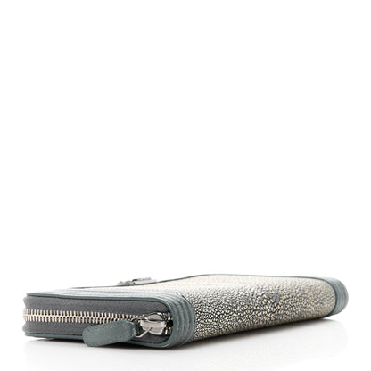 Chanel Metallic Galuchat Stingray Lambskin Boy Gusset Zip Wallet Dark Silver 4 of 11
