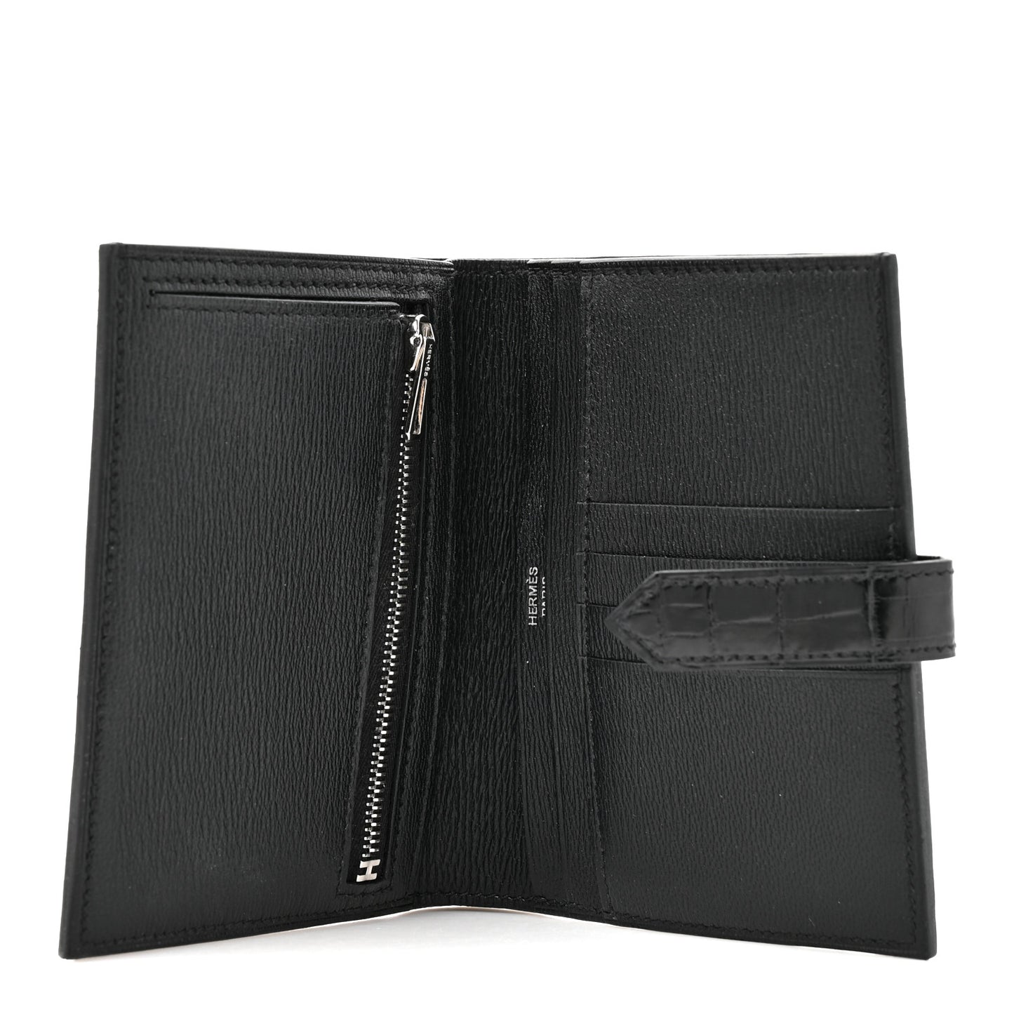 Shiny Alligator Bearn Compact Wallet Black