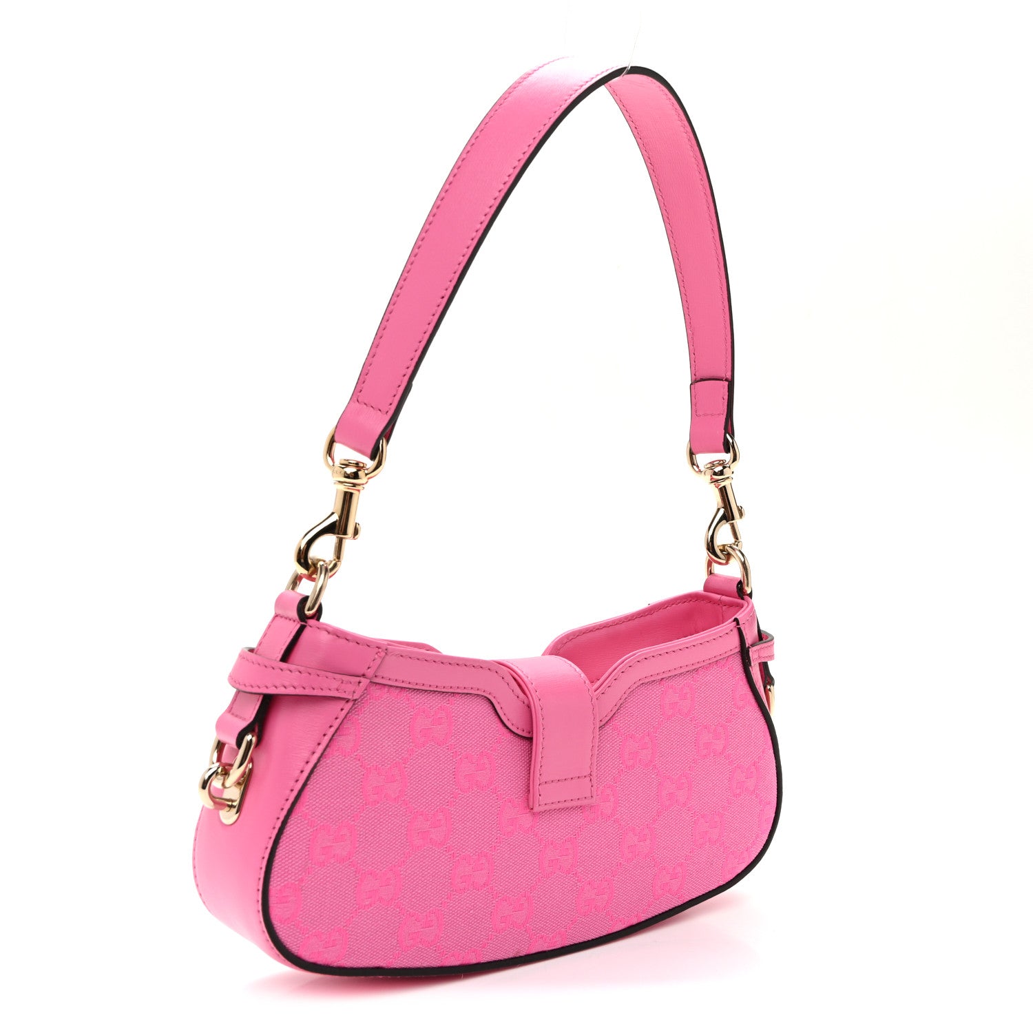 Gucci Calfskin Monogram Mini Moon Side Shoulder Bag Pink 3 of 10