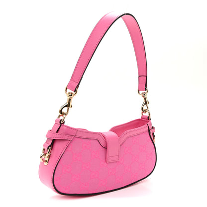 Gucci Calfskin Monogram Mini Moon Side Shoulder Bag Pink 3 of 10