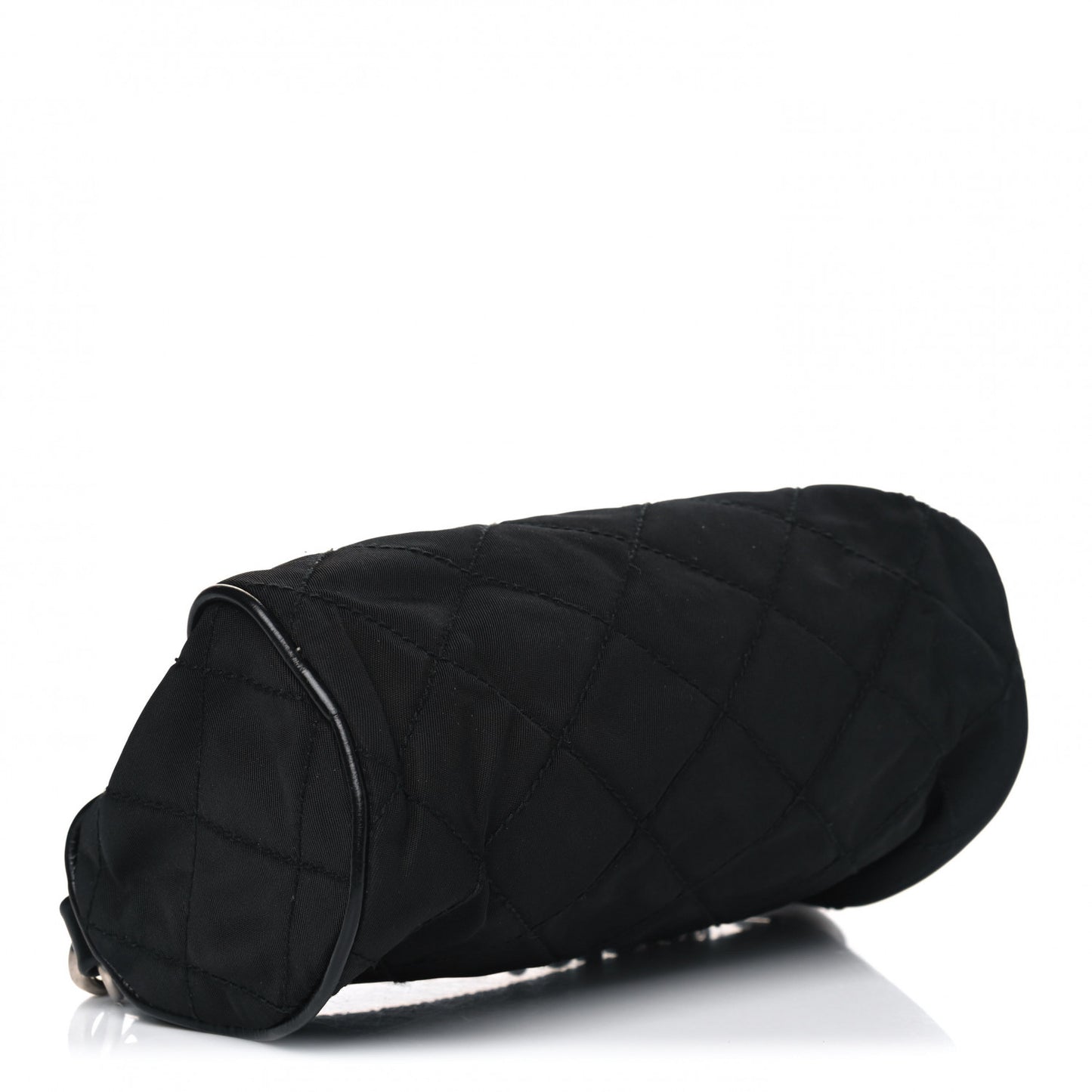 Tessuto Nylon Impunturato Quilted Chain Pochette Black
