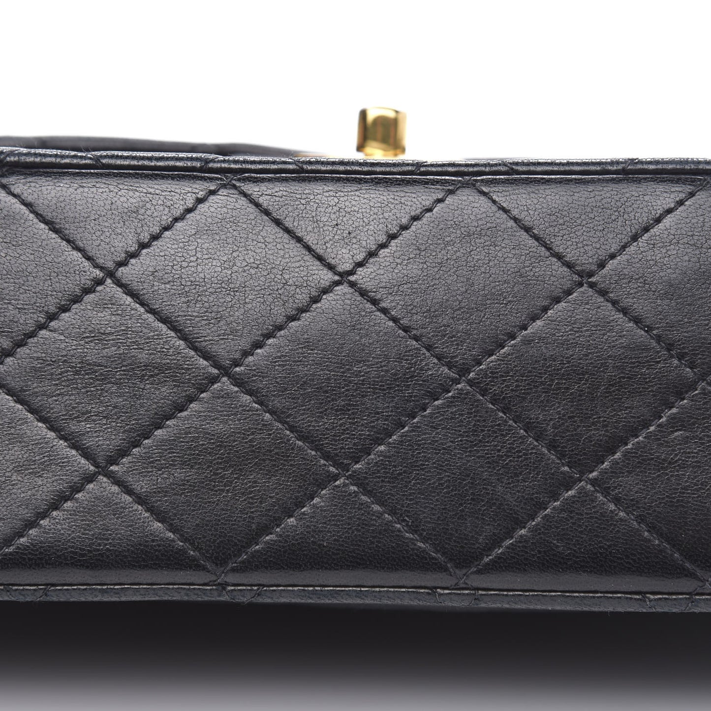 Lambskin Quilted Medium Double Flap Black