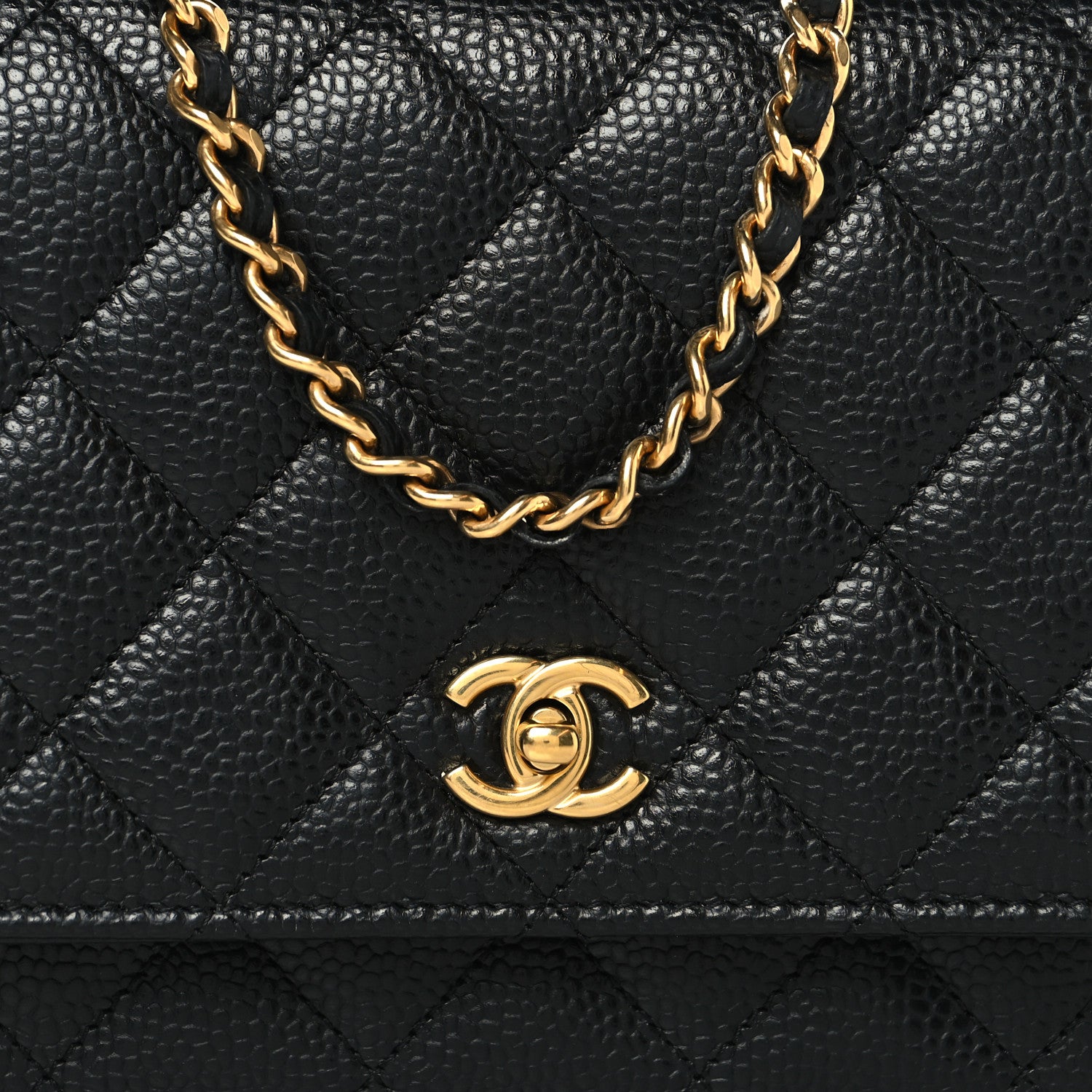 Chanel Caviar Quilted CC Turnlock Wallet On Chain WOC Black 9 of 12