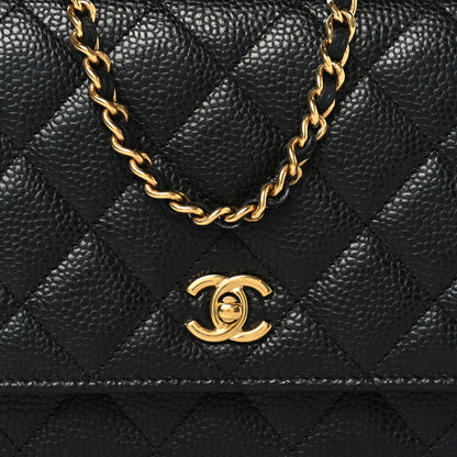 Chanel Caviar Quilted CC Turnlock Wallet On Chain WOC Black 9 of 12