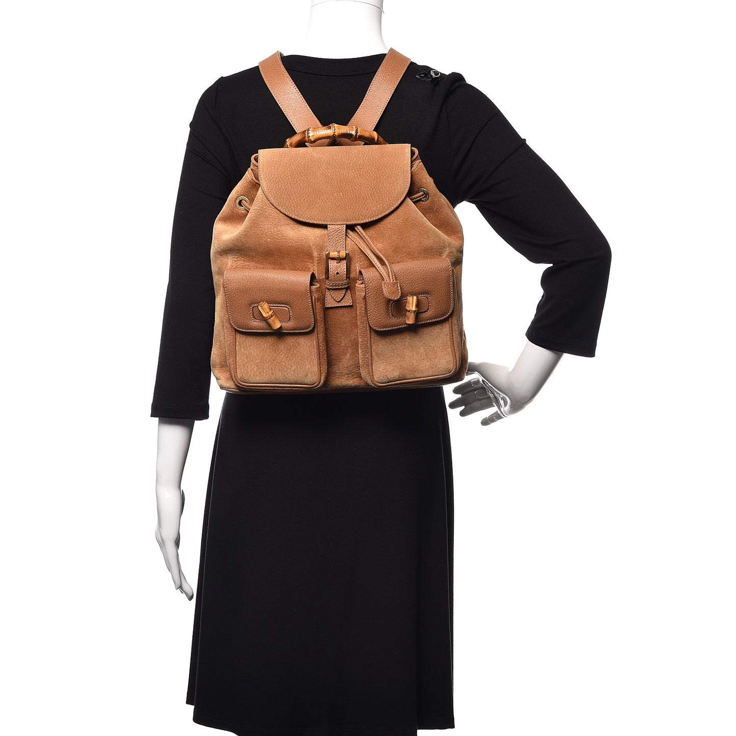 Suede Bamboo Backpack Beige