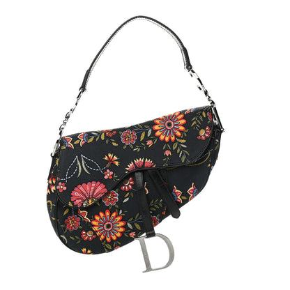 Christian Dior Canvas Floral Saddle Bag Black 1 of 10