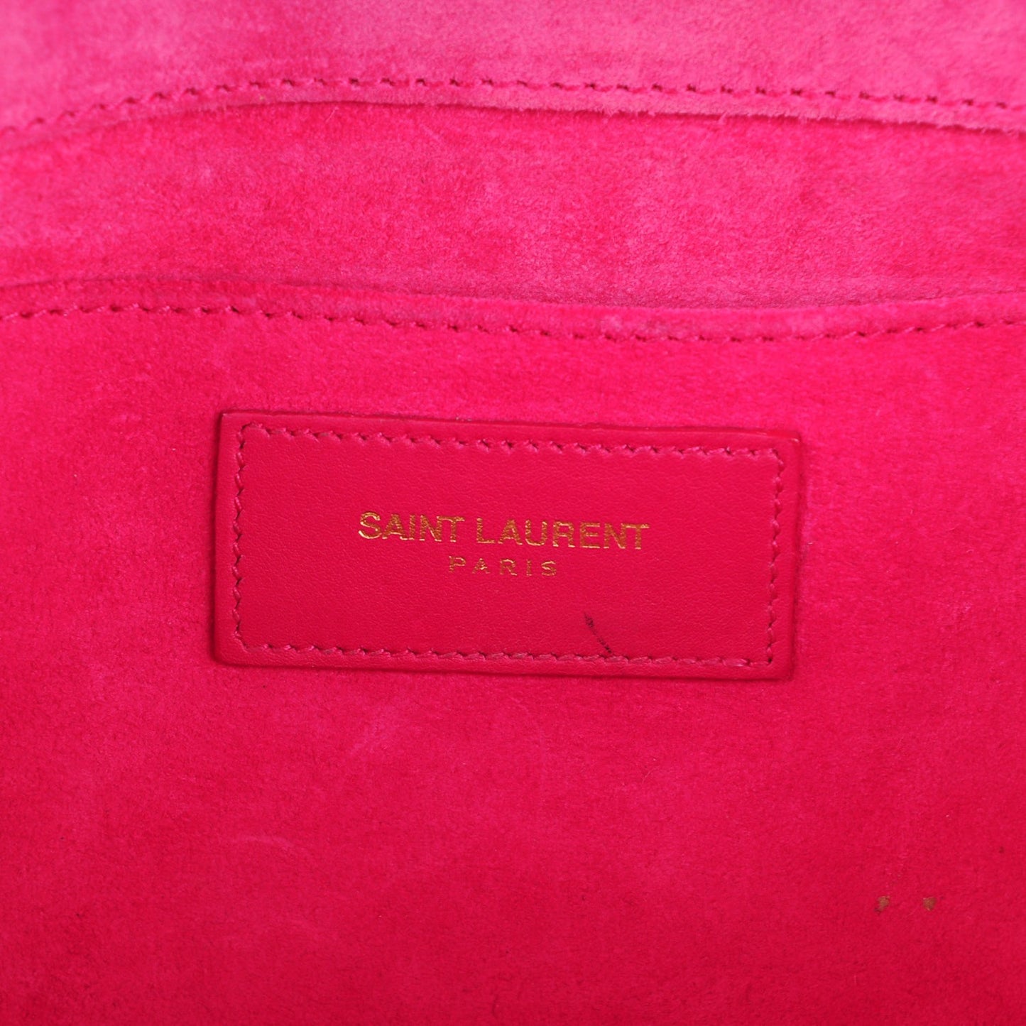 Calfskin Classic Y Ligne Clutch Fuchsia