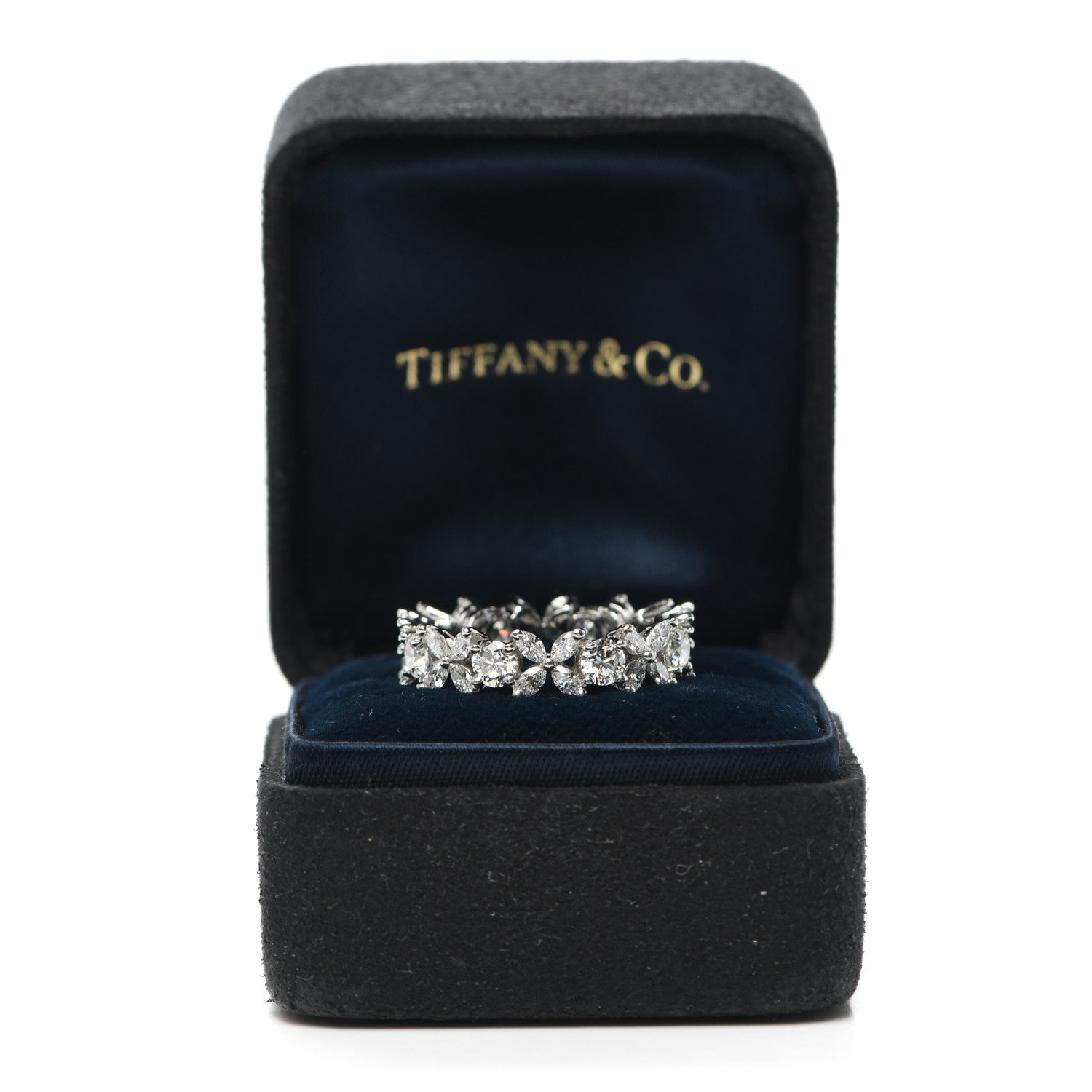 Tiffany Platinum Diamond Victoria Alternating Band Ring 51 5.75 10 of 10