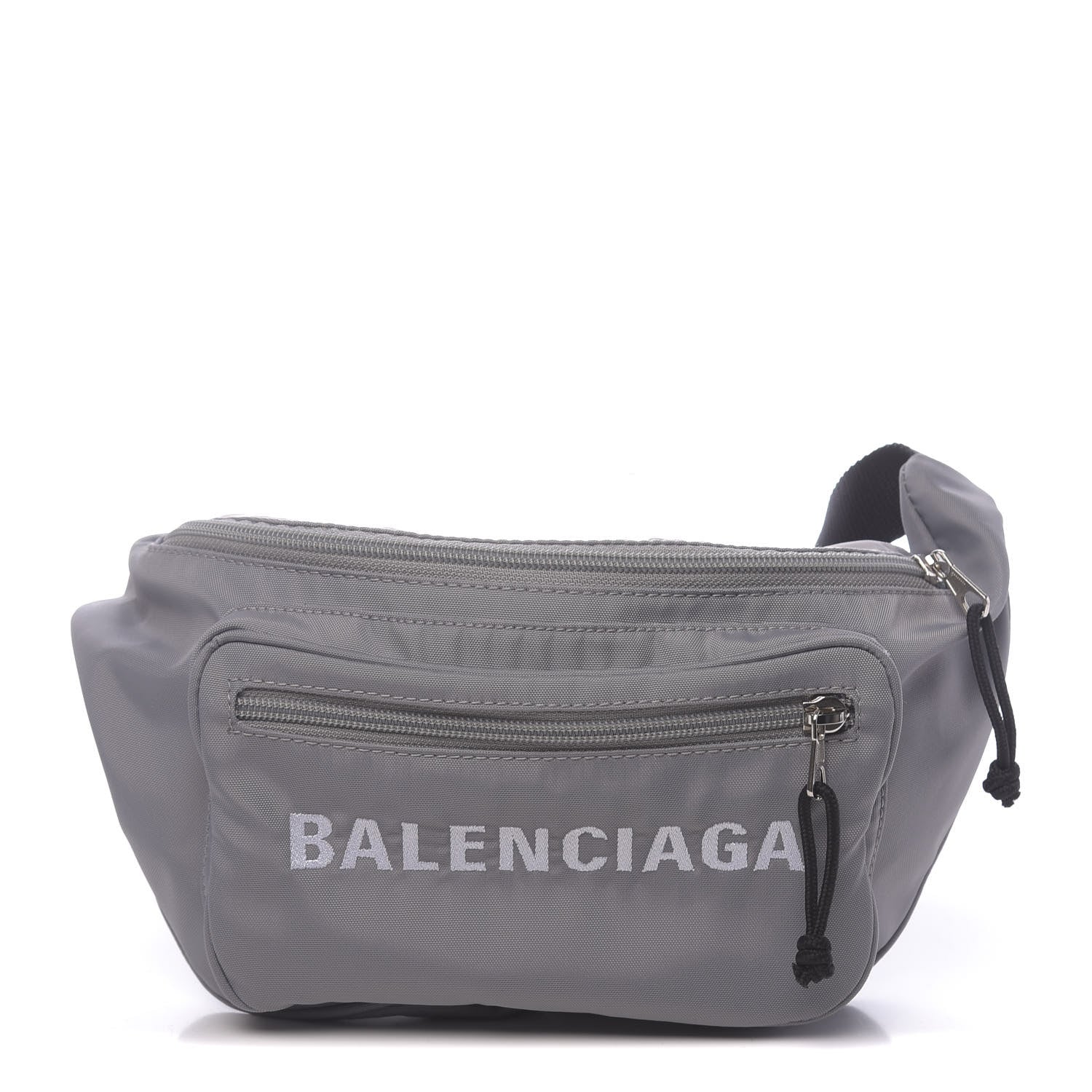 Balenciaga Textured Sport Nylon Logo Embroidered Wheel Beltpack Grey White 1 of 10