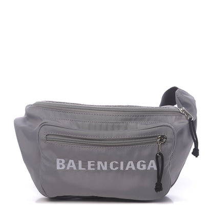 Balenciaga Textured Sport Nylon Logo Embroidered Wheel Beltpack Grey White 1 of 10