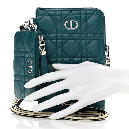 Christian Dior Supple Calfskin Cannage Caro Multifunctional Pouch Deep Ocean 2 of 10