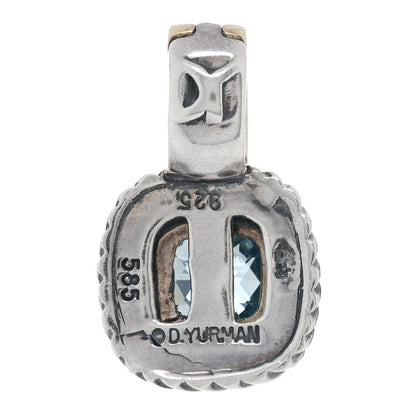 David Yurman Sterling Silver 14K Yellow Gold Blue Topaz 7mm Albion Enhancer Pendant 3 of 3