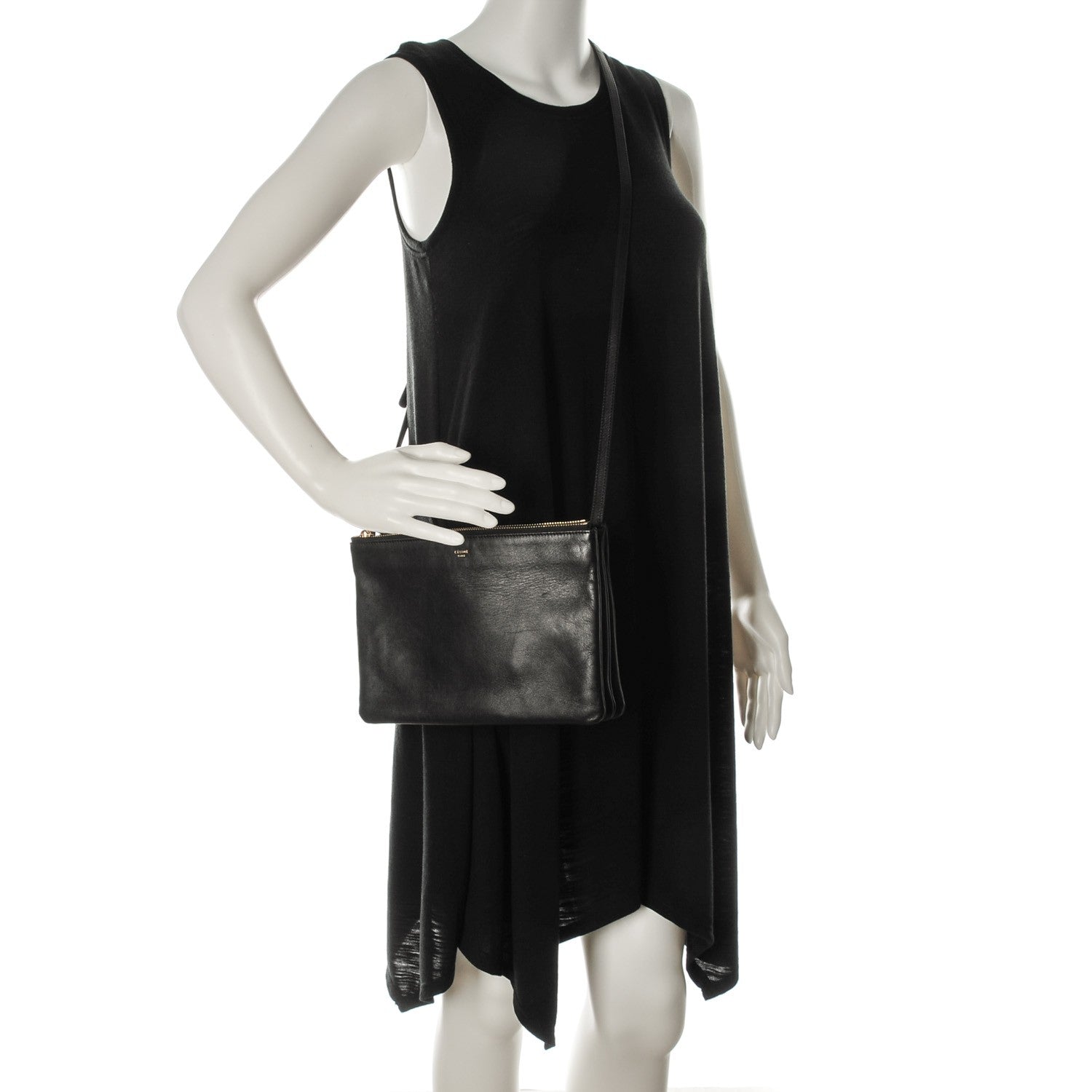 Celine Lambskin Large Trio Crossbody Bag Black 2 of 7