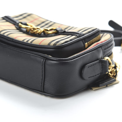 Burberry 1983 Knight Check Smooth Calfskin Link Camera Bag Black 7 of 11