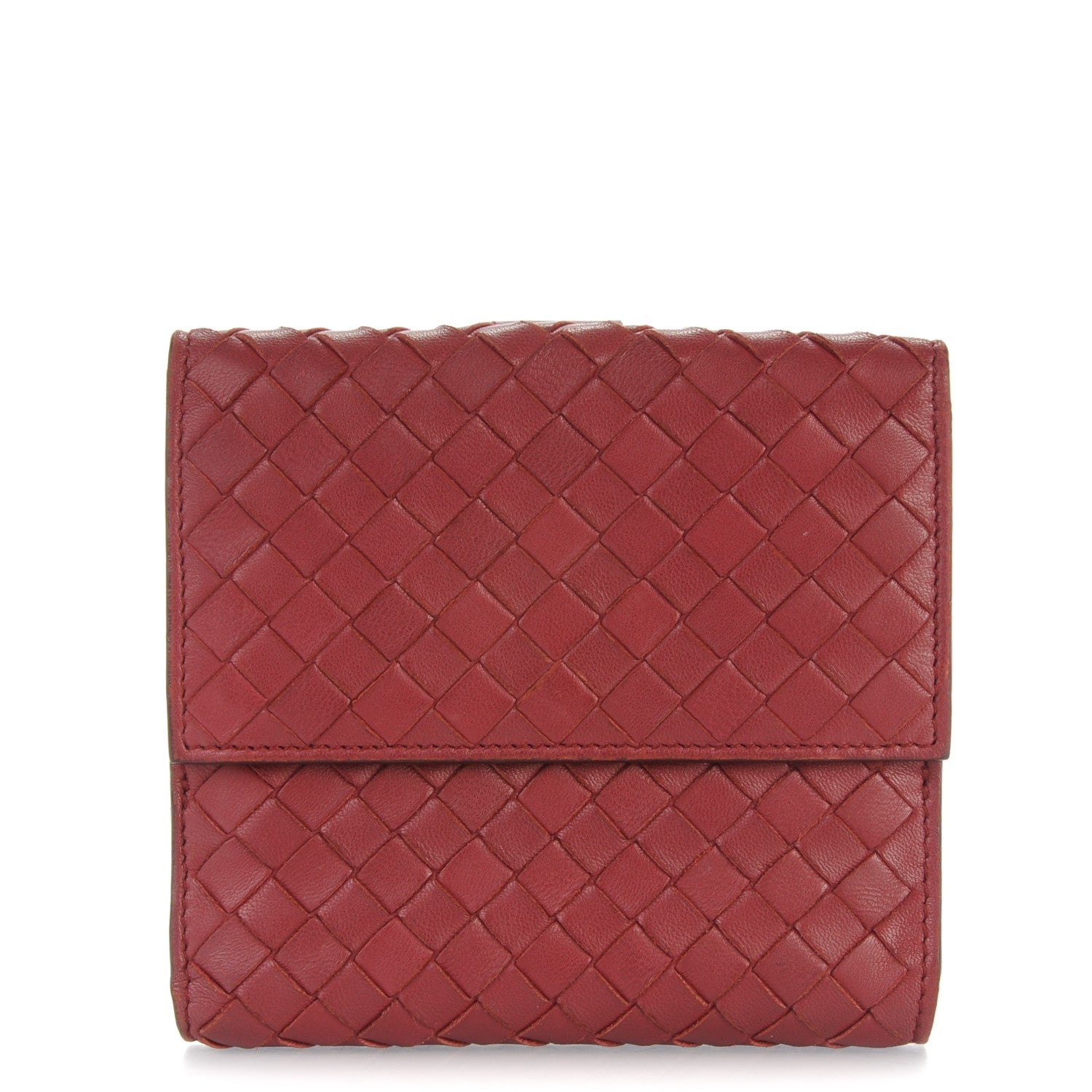 Bottega Veneta Nappa Intrecciato French Flap Wallet Red 1 of 8