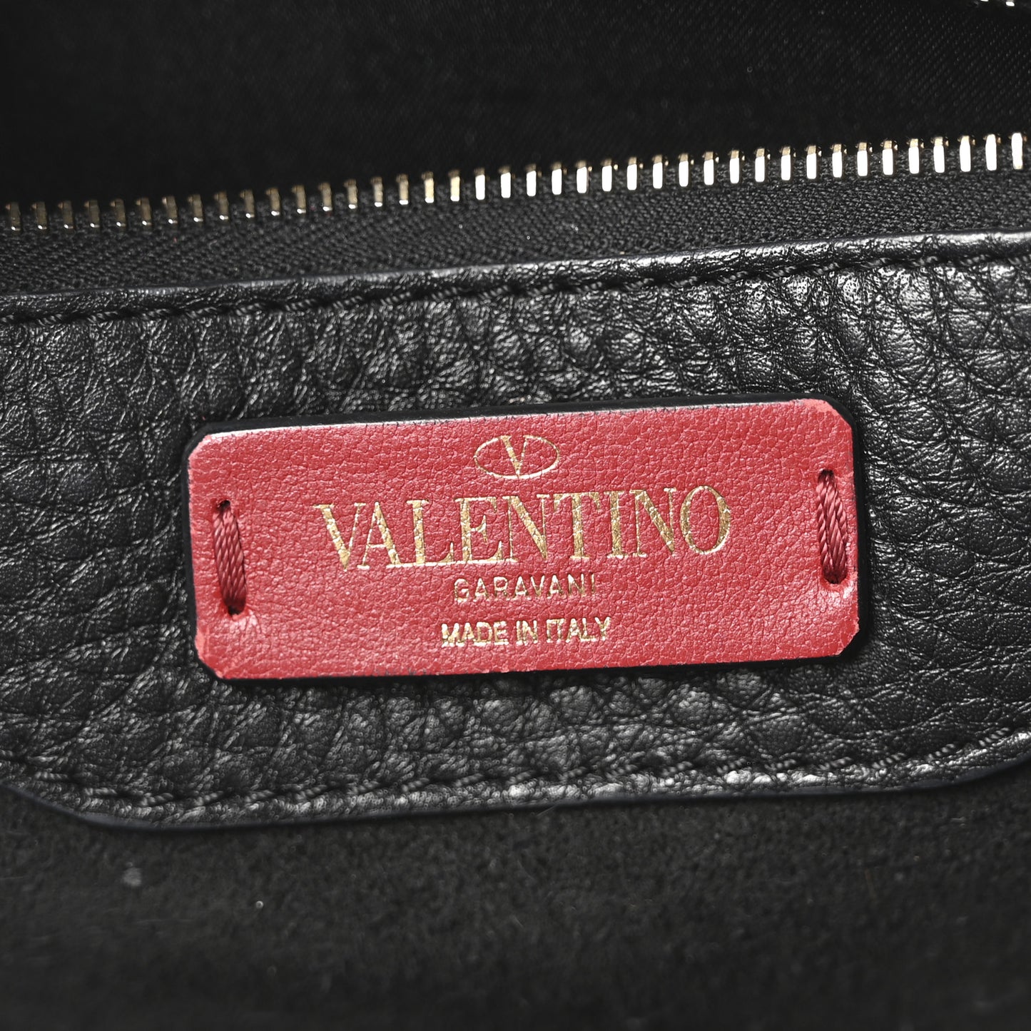 Grained Calfskin Rockstud Shoulder Tote Black