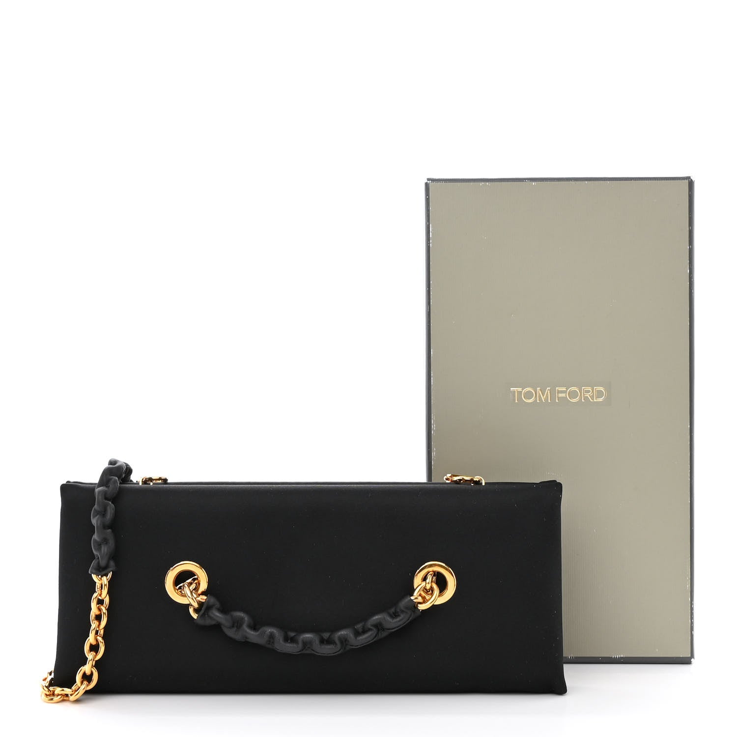 Tom Ford Satin Small Chain Clutch Bag Black 11 of 11