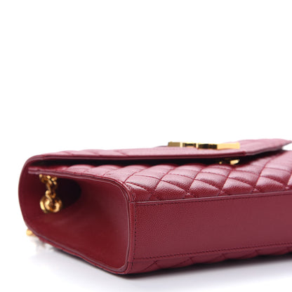 Saint Laurent Grain De Poudre Textured Mixed Matelasse Triquilt Medium Monogram Satchel Oxblood 7 of 8