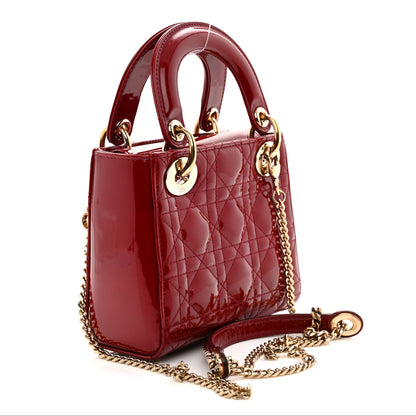 Christian Dior Patent Cannage Mini Lady Dior Red 3 of 9