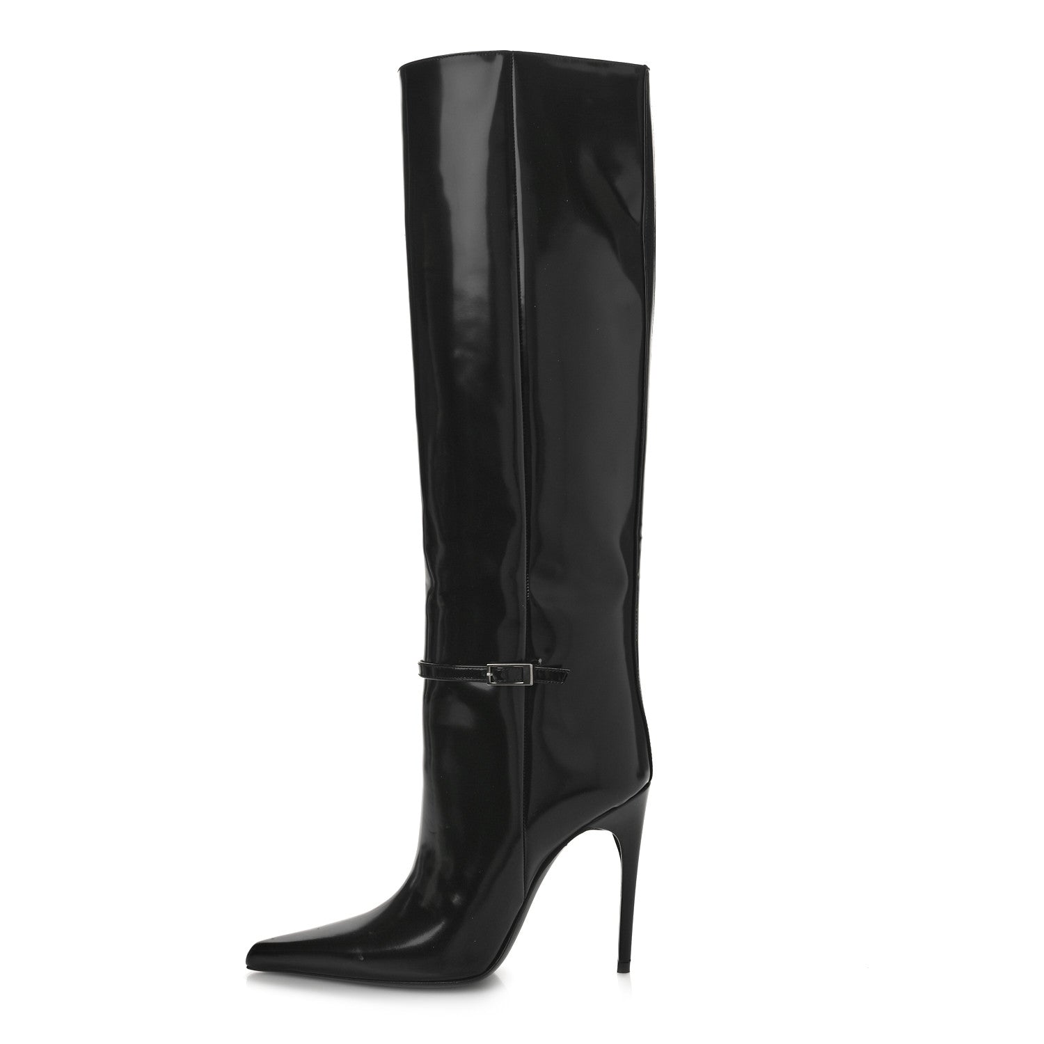 Saint Laurent Glazed Calfskin Vendome 110 Boots 36 Black 1 of 12