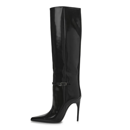 Saint Laurent Glazed Calfskin Vendome 110 Boots 36 Black 1 of 12