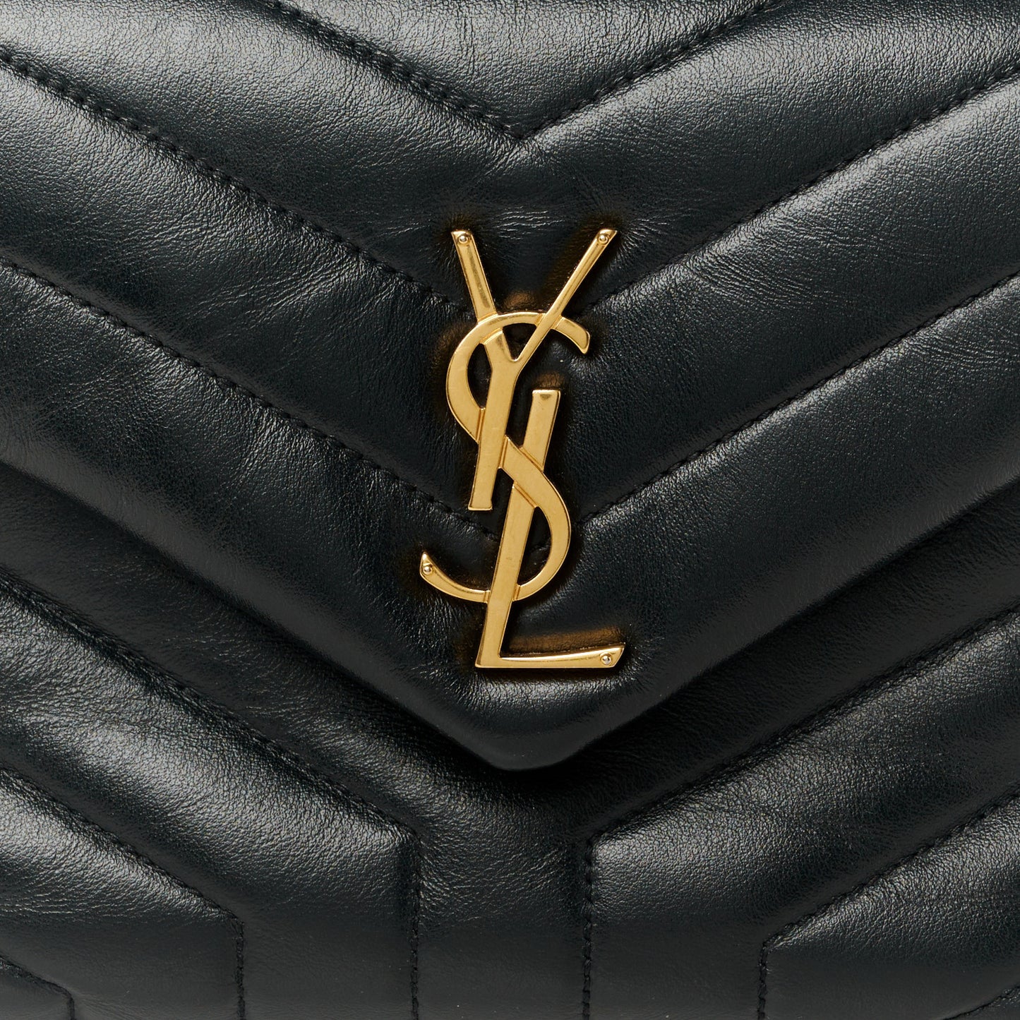 Calfskin Y Quilted Monogram Small Loulou Chain Satchel Black