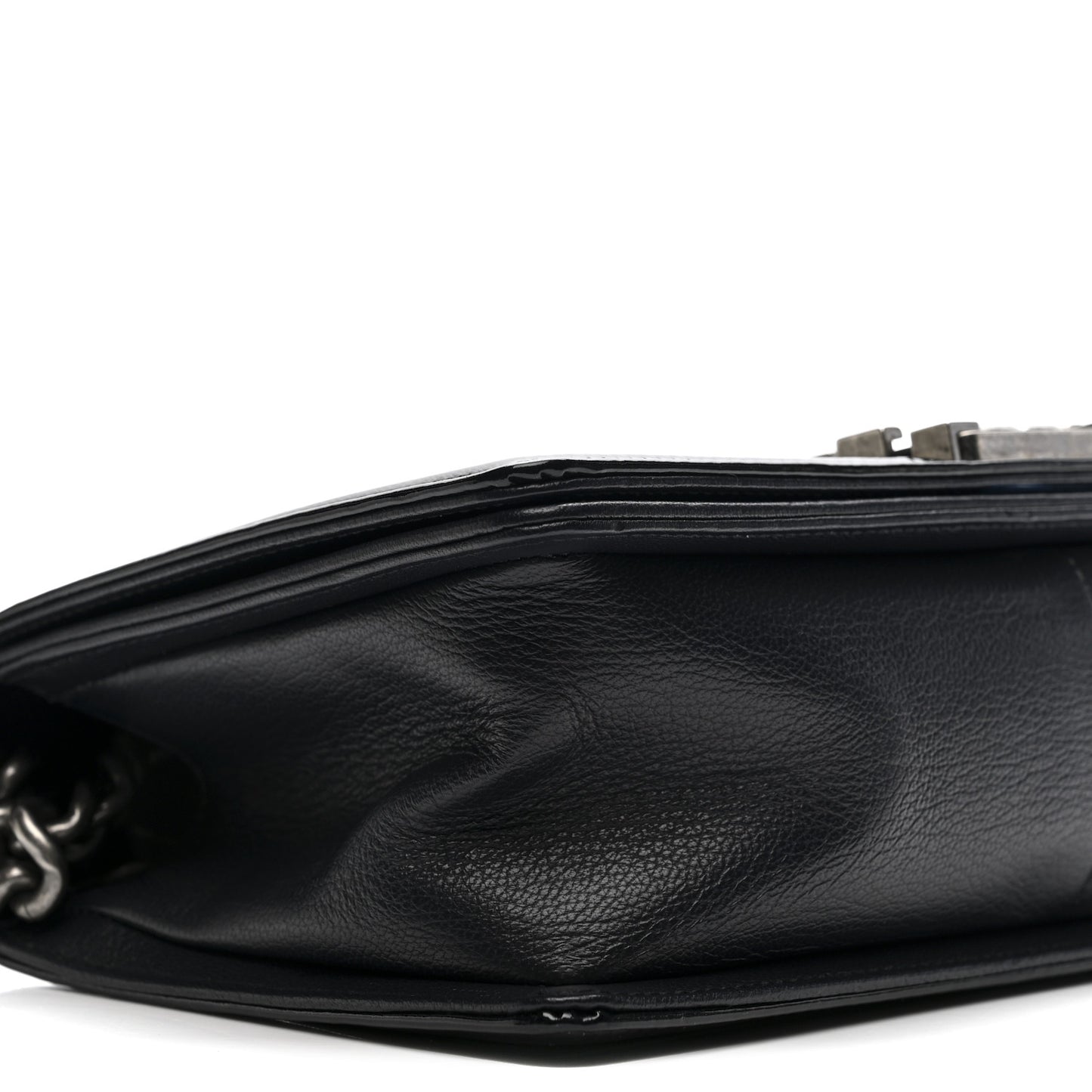 Goatskin Quilted Patent Medium Duo Boy Flap Dark Blue